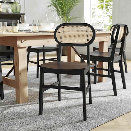 Flash Furniture Jacob Cane Rattan Dining and Event Chairs w/Solid Wood Frame and Seat, Natural/Black, 2PK SK-220902-NATBLK-GG